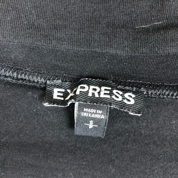 Express Womens Shirt Black Open Key Hole Chest Long Sleeve Small - Picture 5 of 10